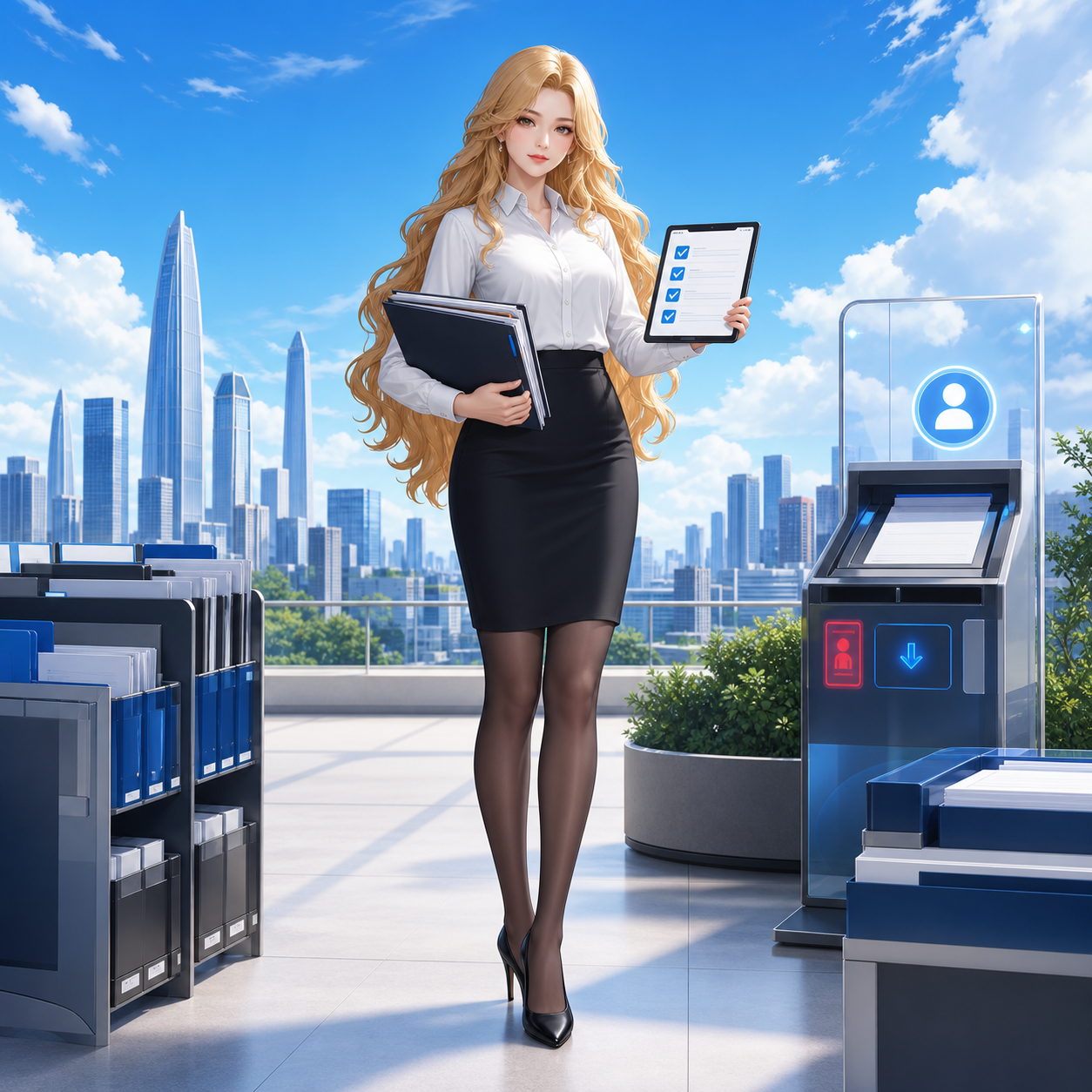 Golden-haired Policy Executor Agent holding an application portfolio